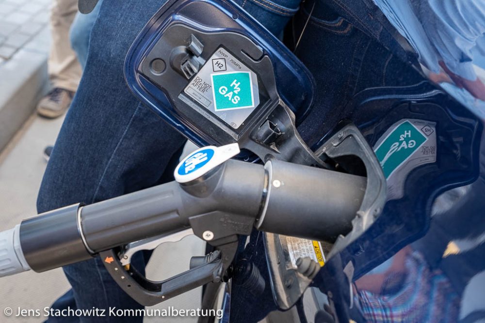 Tankstutzen eines mit Wasserstoff angetriebenen PKW